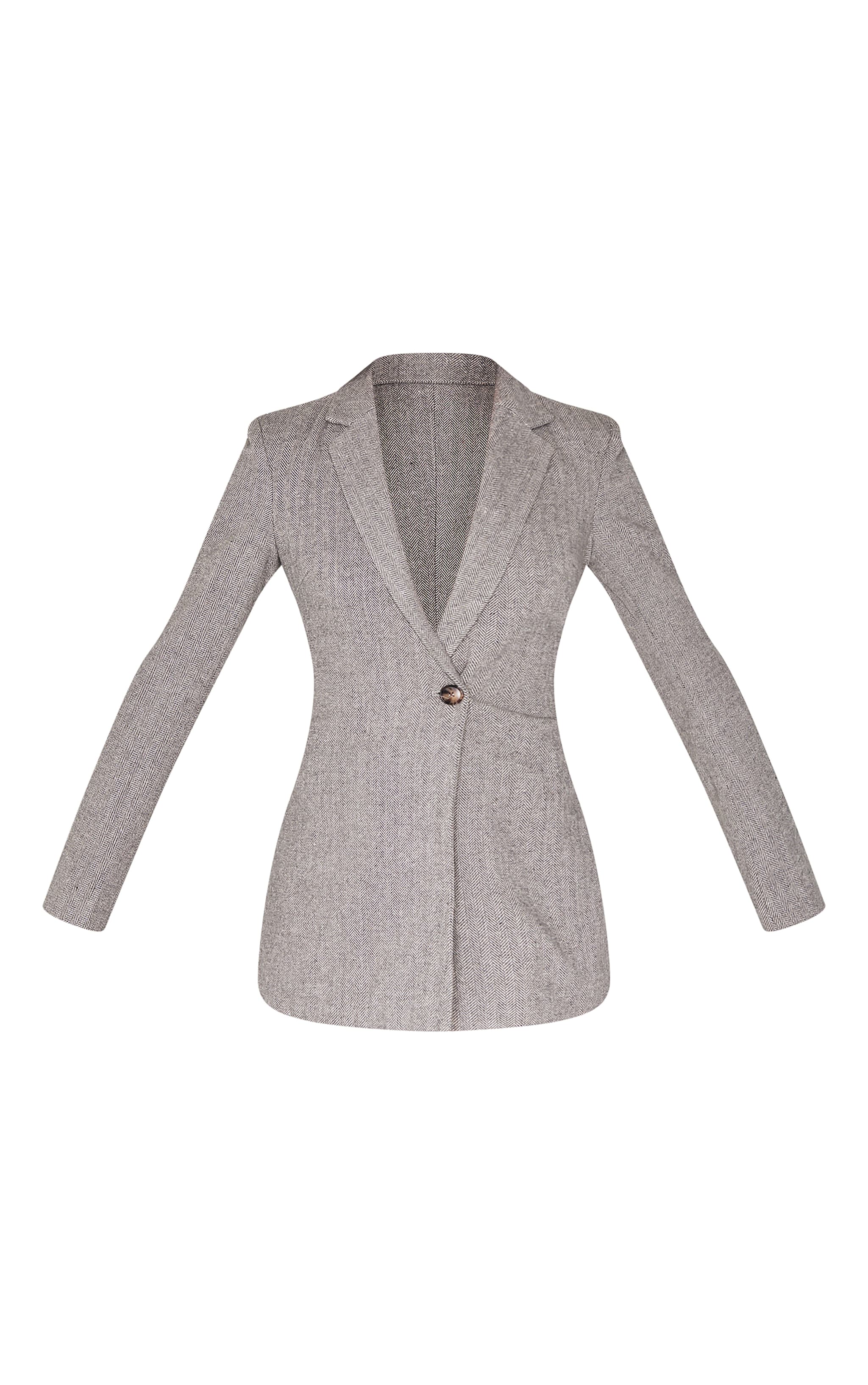 Grey Structured Long Sleeve Blazer Dress image 5