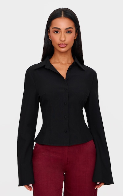 Petite Chemise ajustée noire à boutons