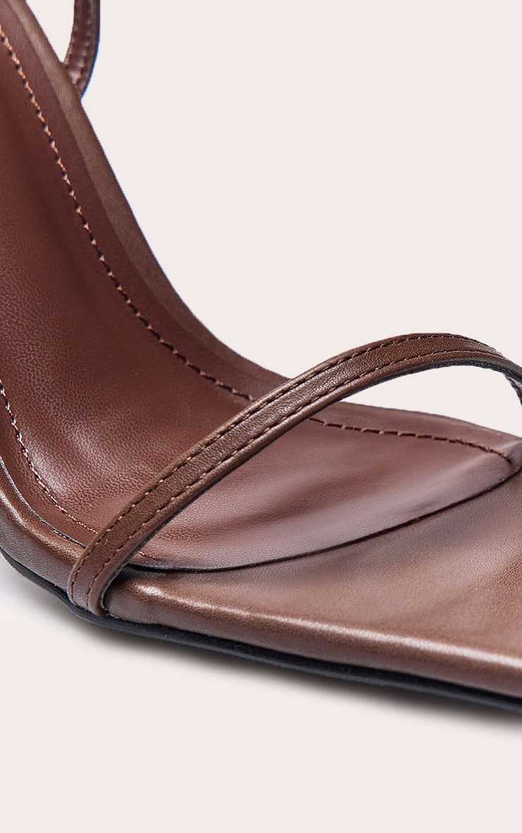Chocolate Pu Square Toe Barley There High Heeled Sandals image 5