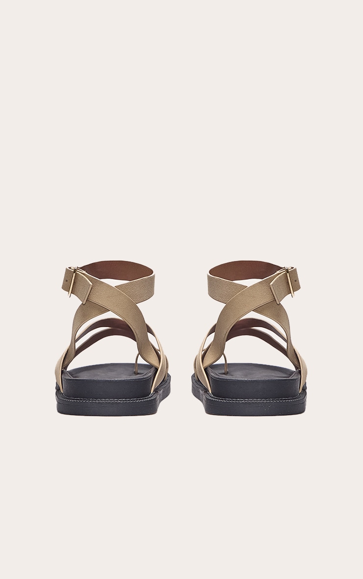 Stone Faux Suede Round Toe Ankle Strap Footbed Sandals image 3