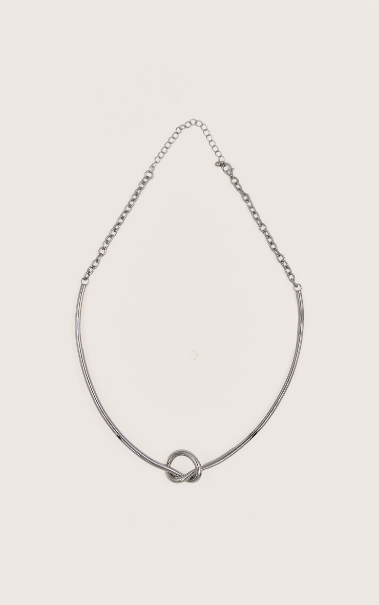 Silver Smooth Structured Knot Necklace image 3