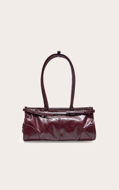 Burgundy Crinkle Long Shoulder Bag
