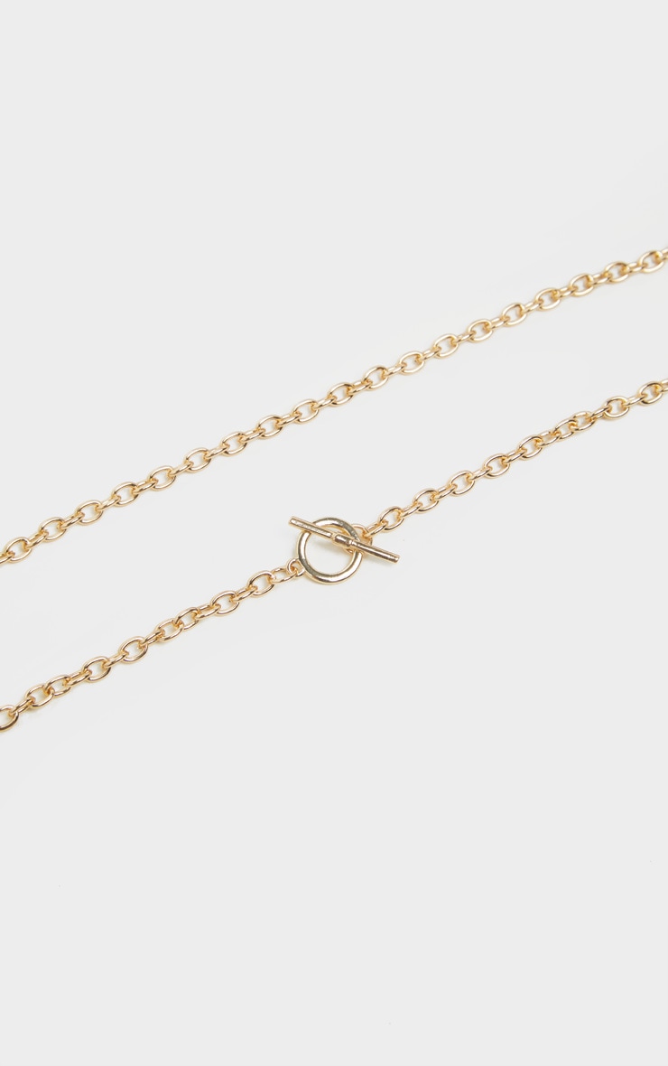 Gold T Bar Hoop Chain Necklace image 3