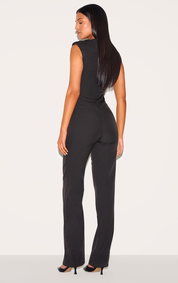 Tall Black Sleeveless Woven Wide Leg Jumpsuit image 2