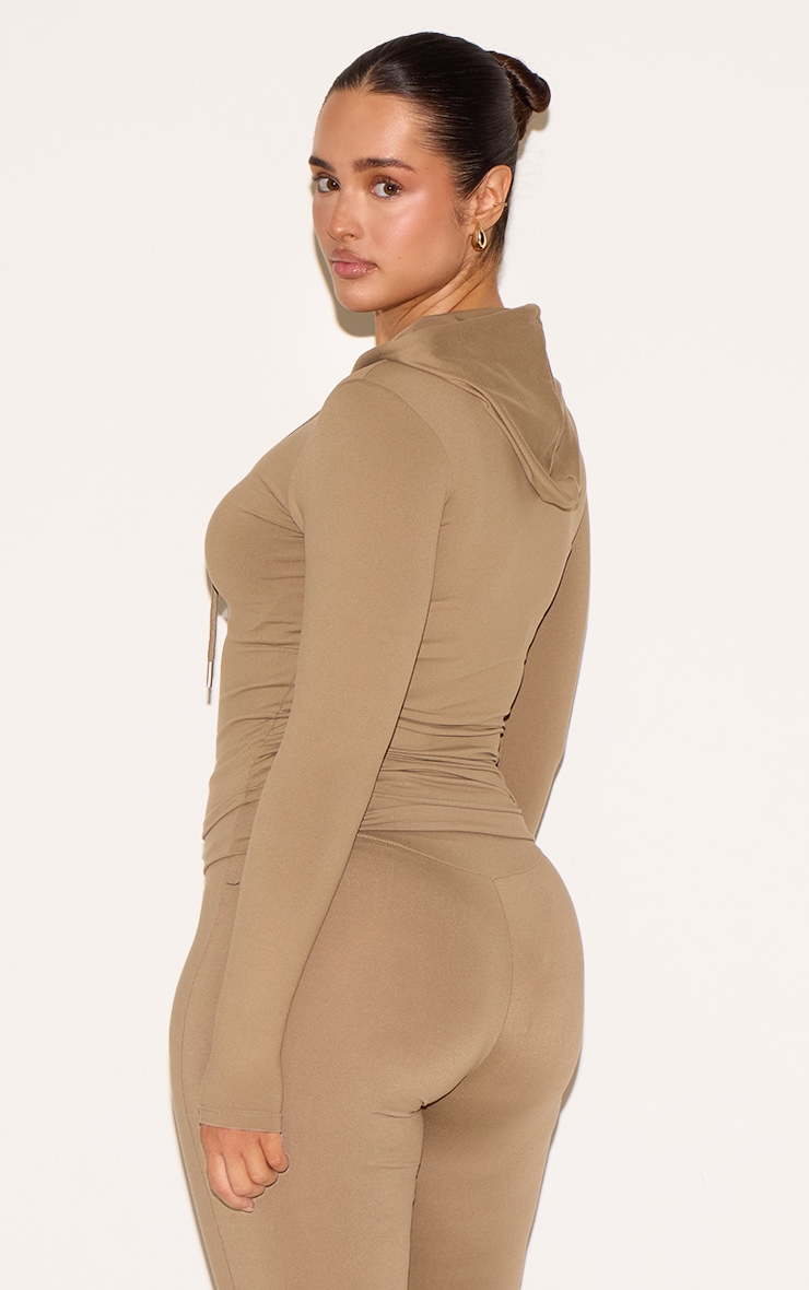 Shape Olive Zip Through Sculpted Hoodie image 2