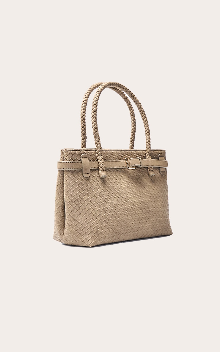 Olive Faux Suede Woven Belted Hand Bag image 3