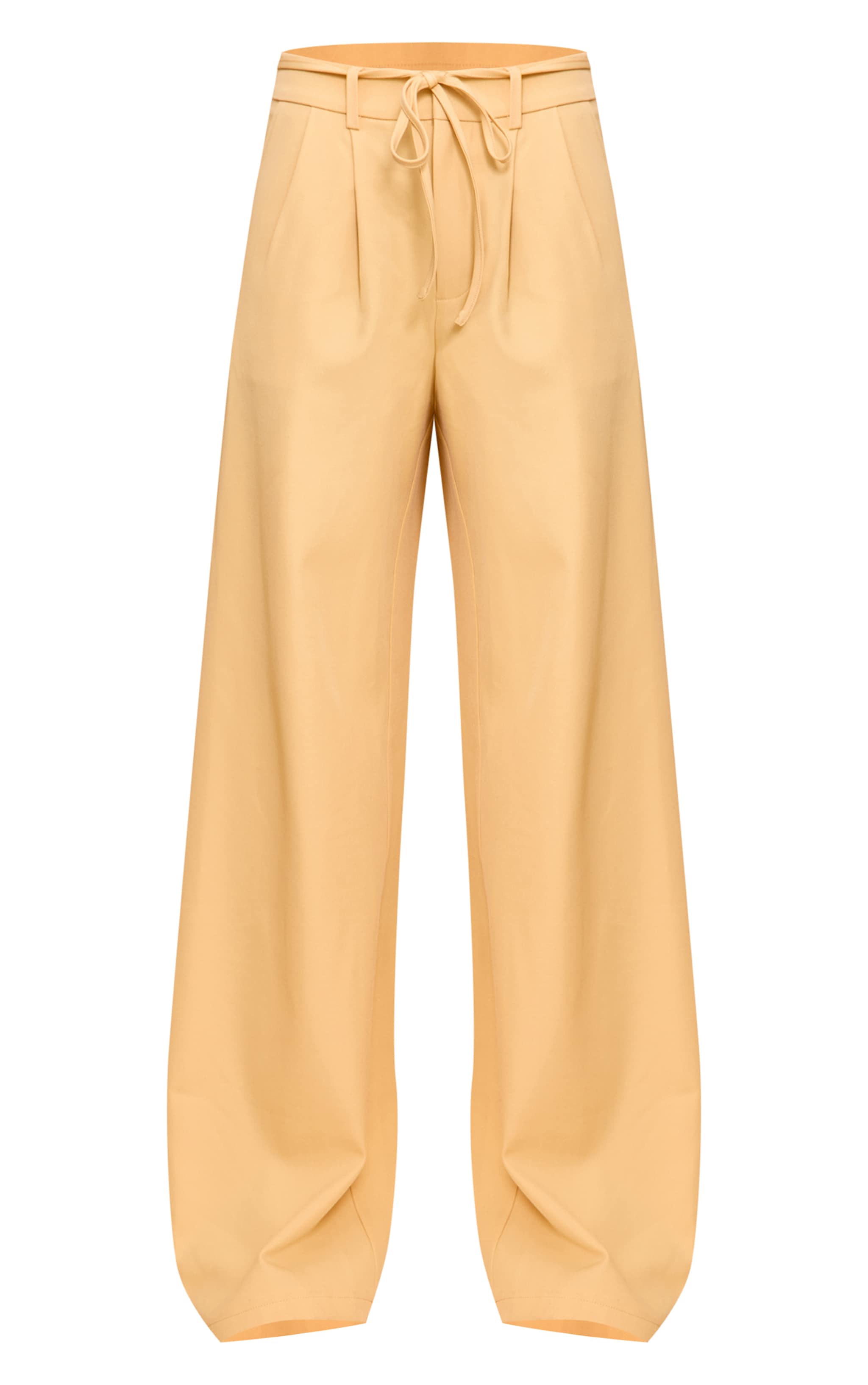 Butter Yellow Tailored Tie Detail Woven Wide Leg Pants image 5