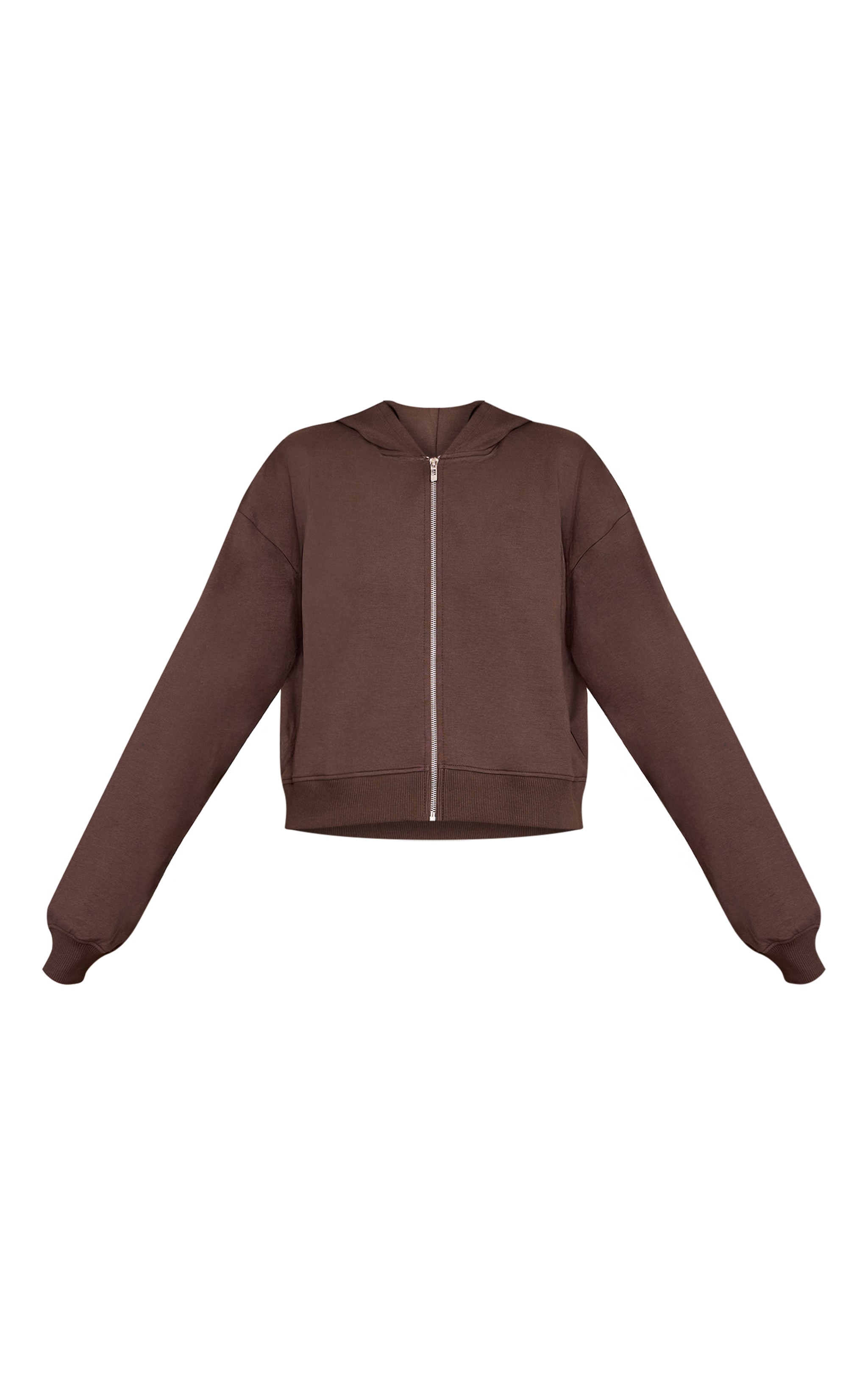 Chocolate Interlock Cropped Zip Up Hoodie image 5