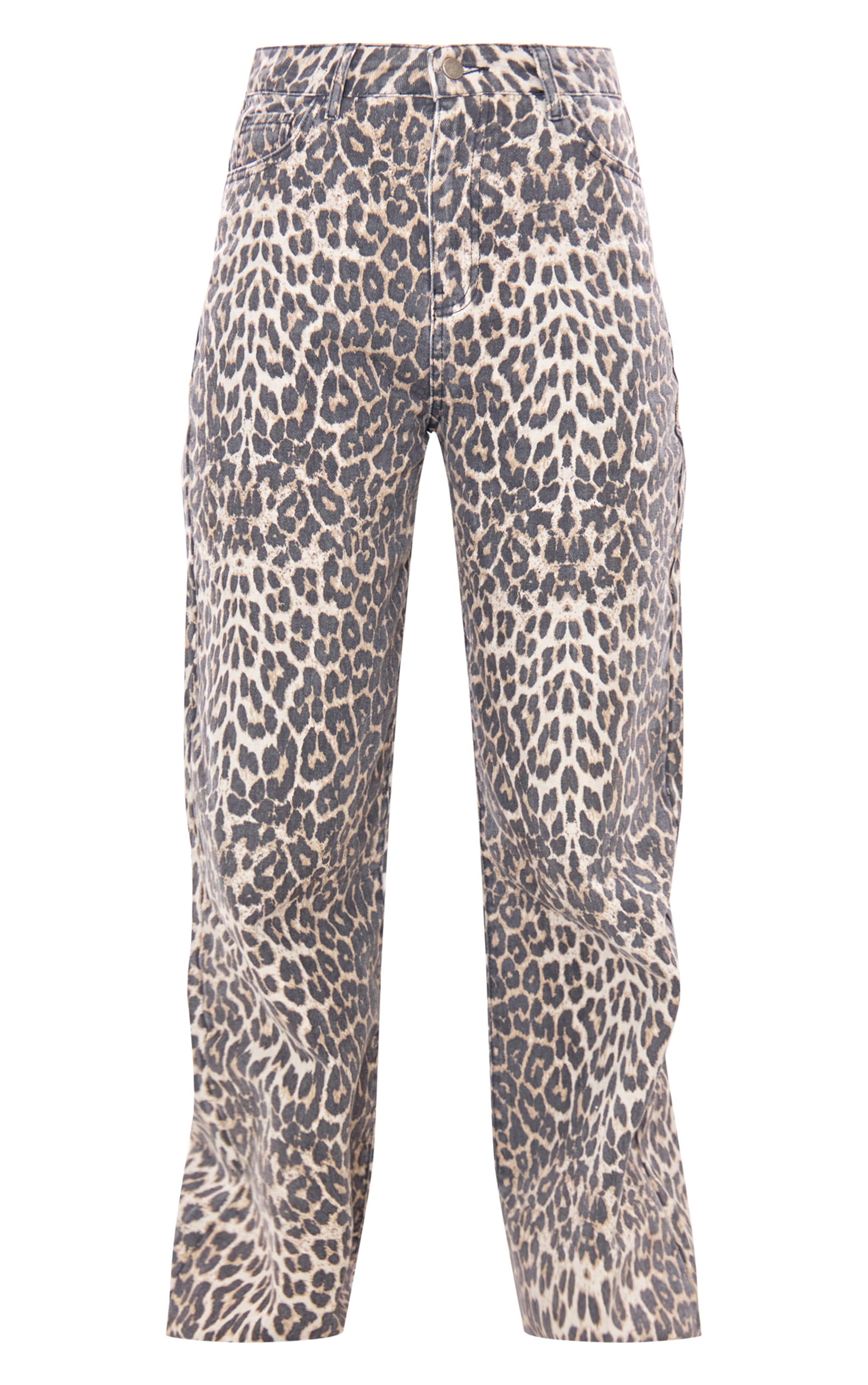 Tall Brown Leopard Print Wide Leg Denim Jeans image 5