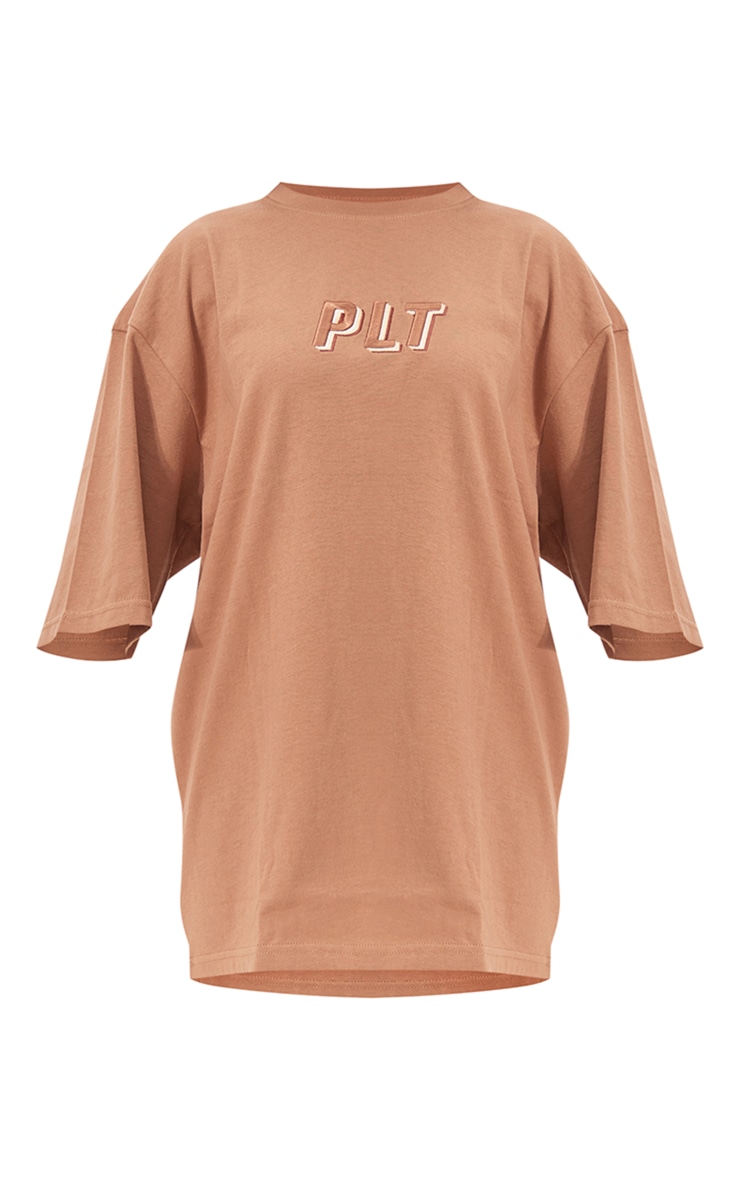 PRETTYLITTLETHING Mocha Embroidered Print T Shirt image 3
