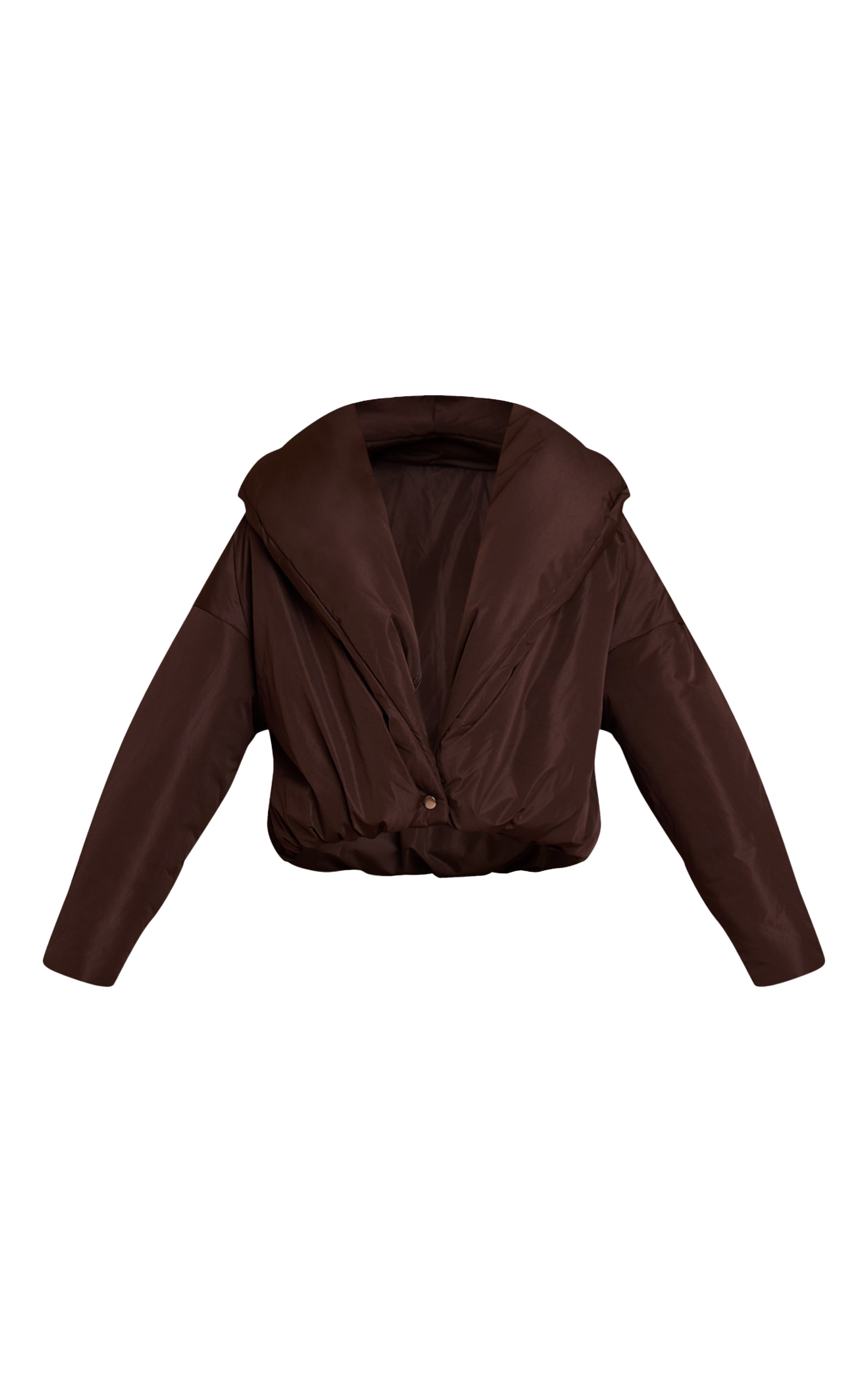 Dark Chocolate Exaggerated Collar Shell Puffer Jacket image 5