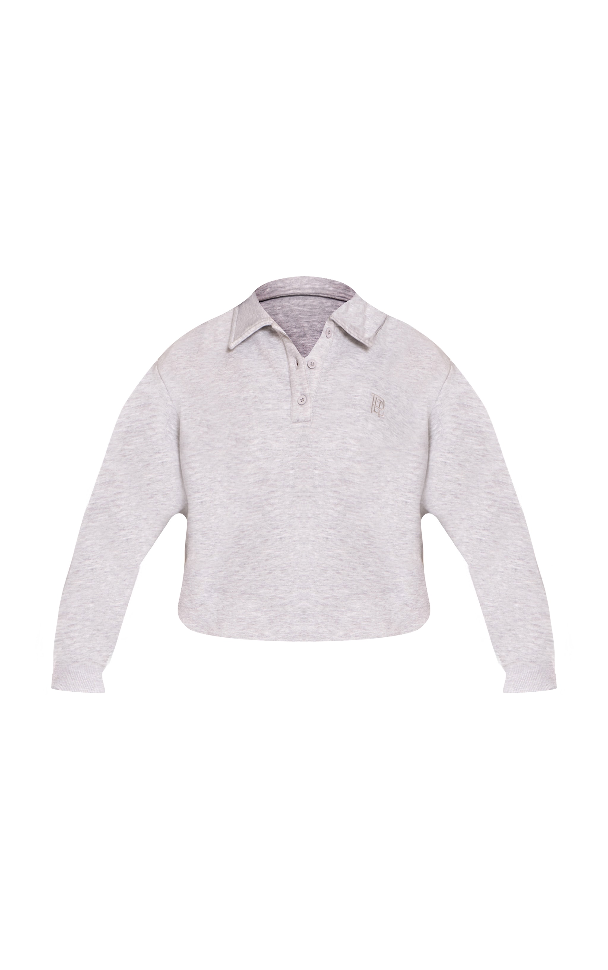 Petite Ash Grey Prettylittlething Polo Sweatshirt image 5