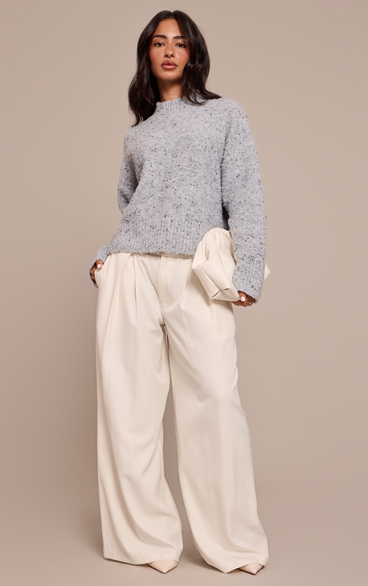 Petite Knitted Grey Marl Oversized Jumper image 3