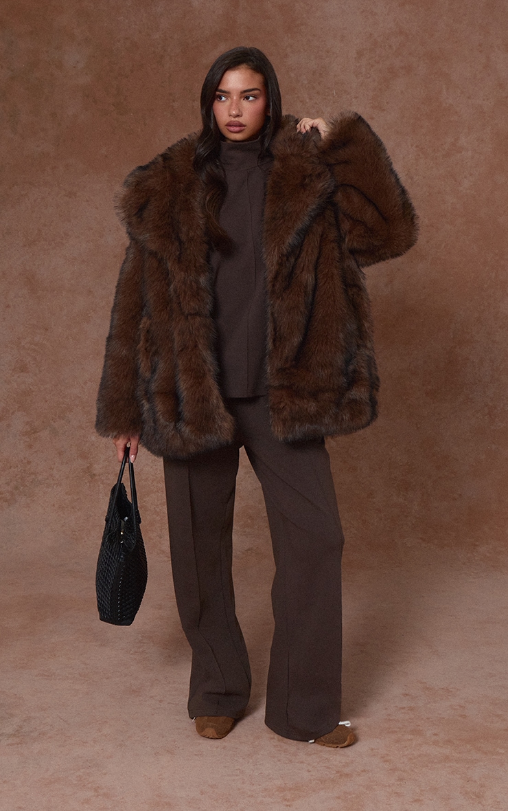 Chocolate Interlock Pintuck Straight Leg Joggers