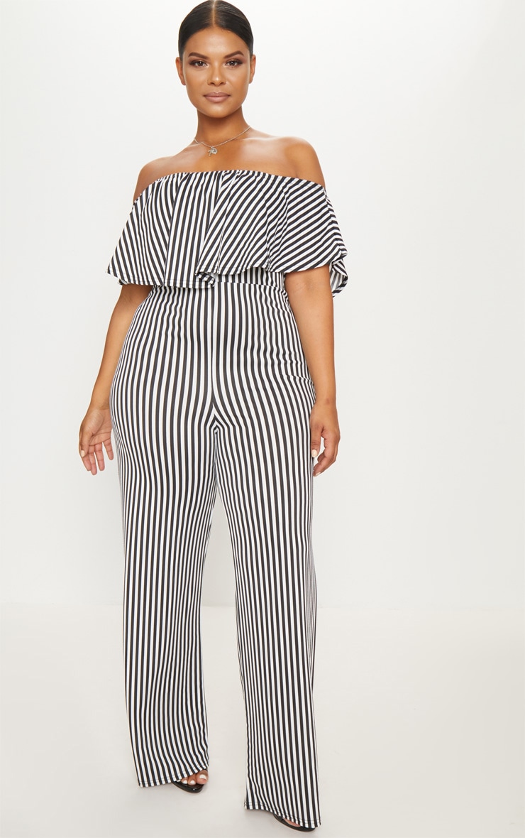 bardot striped jumpsuit