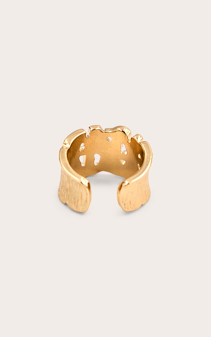 Gold Textured Abstract Ring image 3