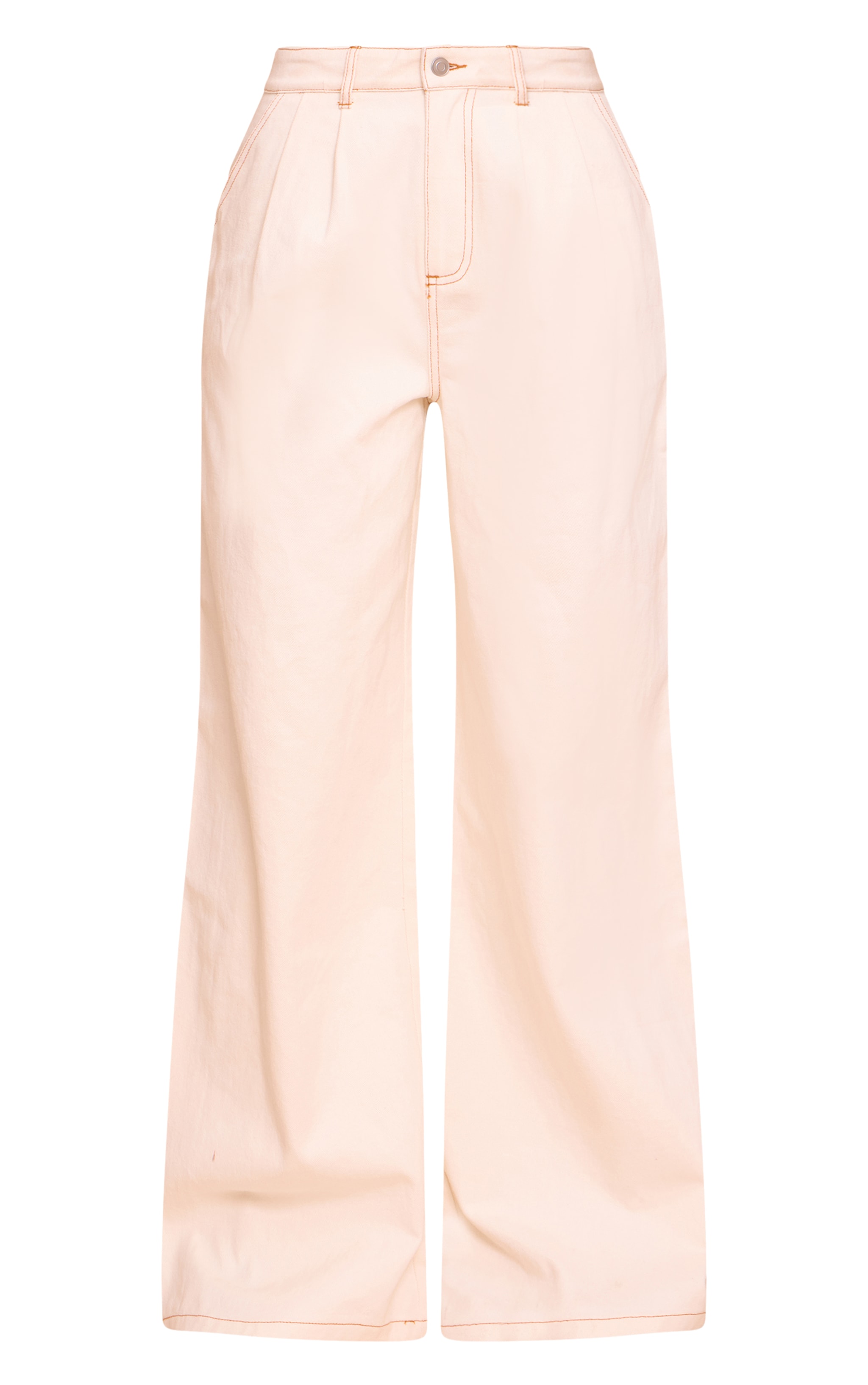Tall Ecru Pleated Wide Leg Jeans image 5