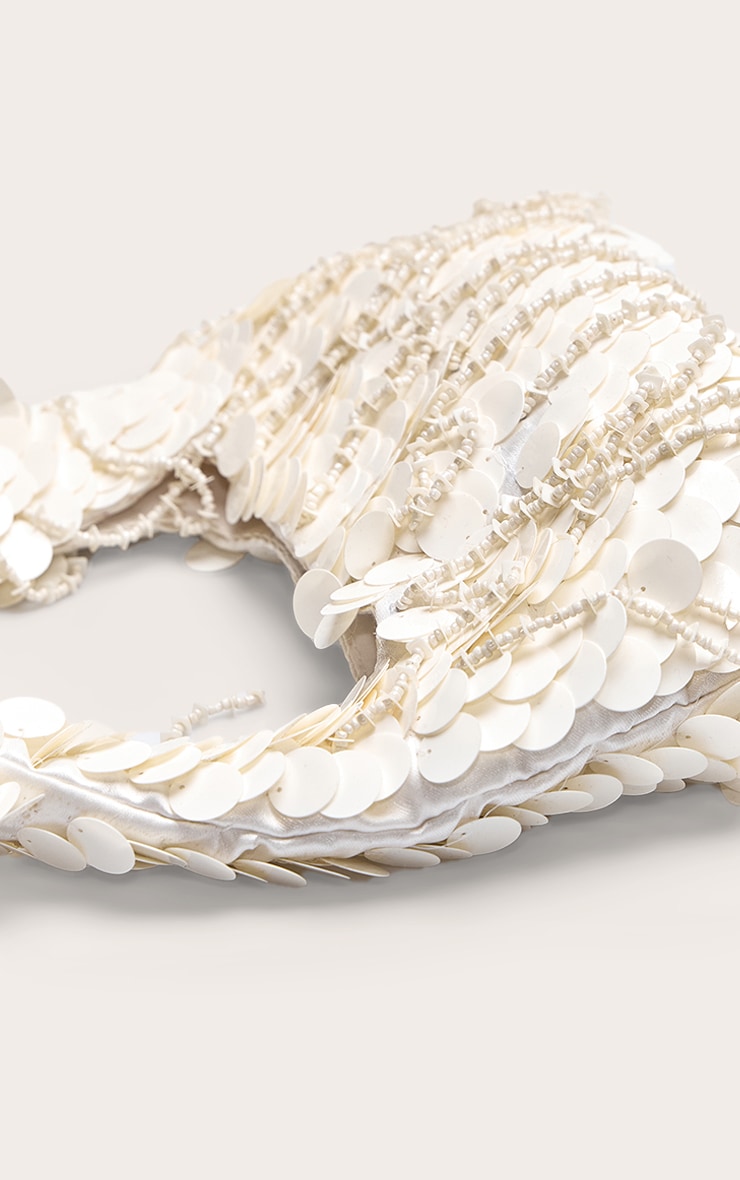 White Sequin Shaggy Mini Bag image 3