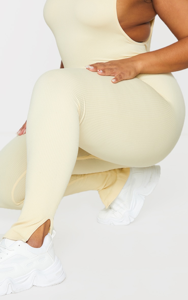 Plus Cream Structured Contour Scoop Neck Jumpsuit image 4