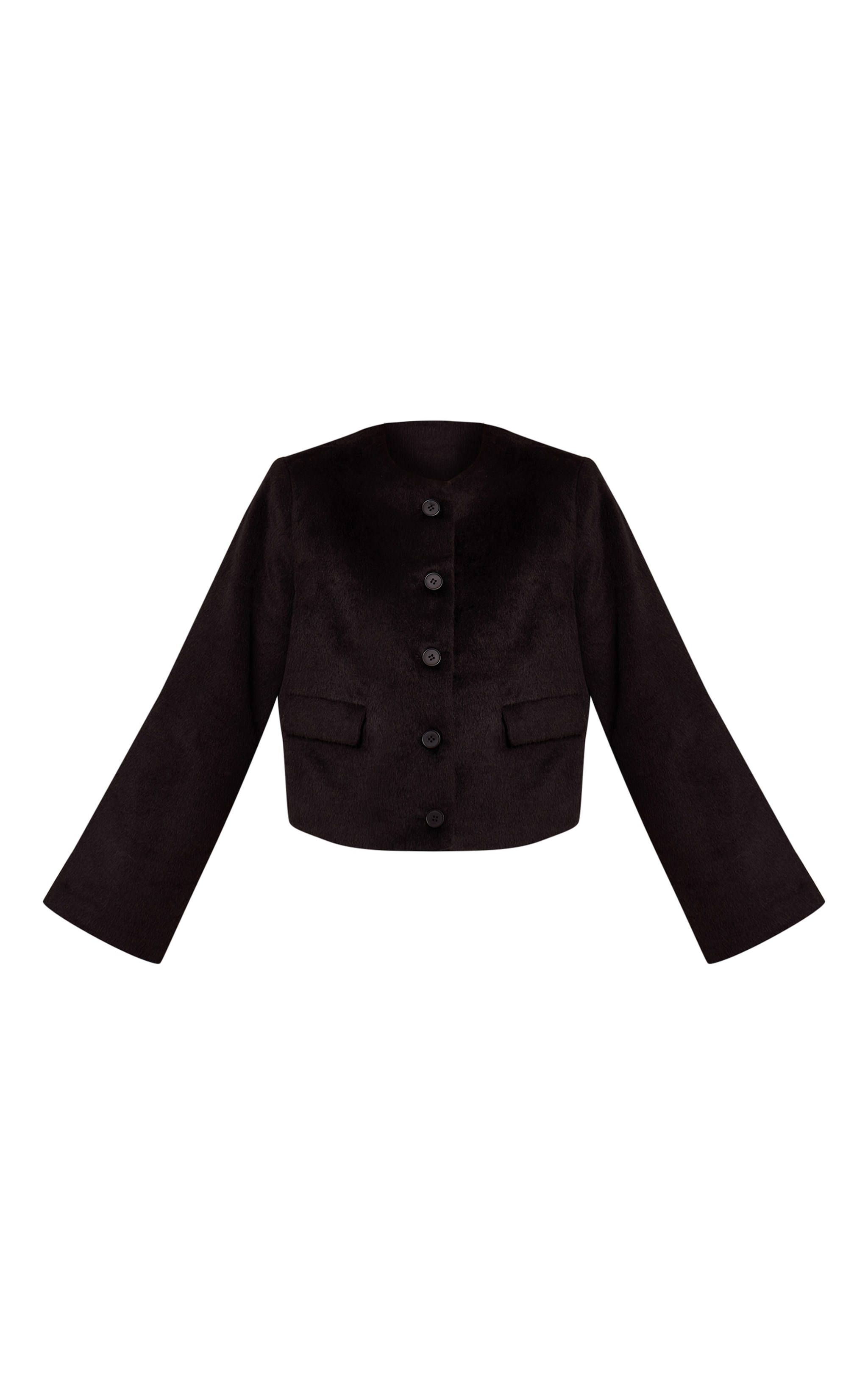 Black Brushed Wool Single Breasted Jacket image 5