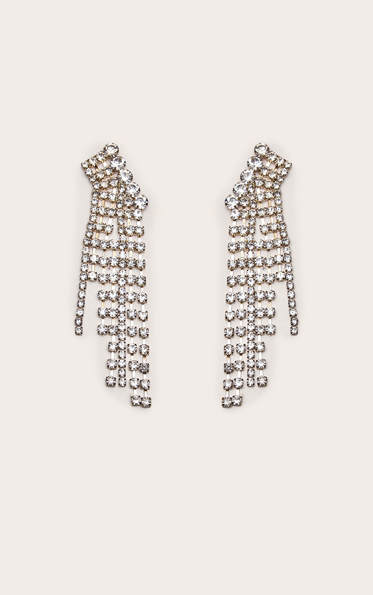 Bronze Diamante Drape Statement Earrings image 2