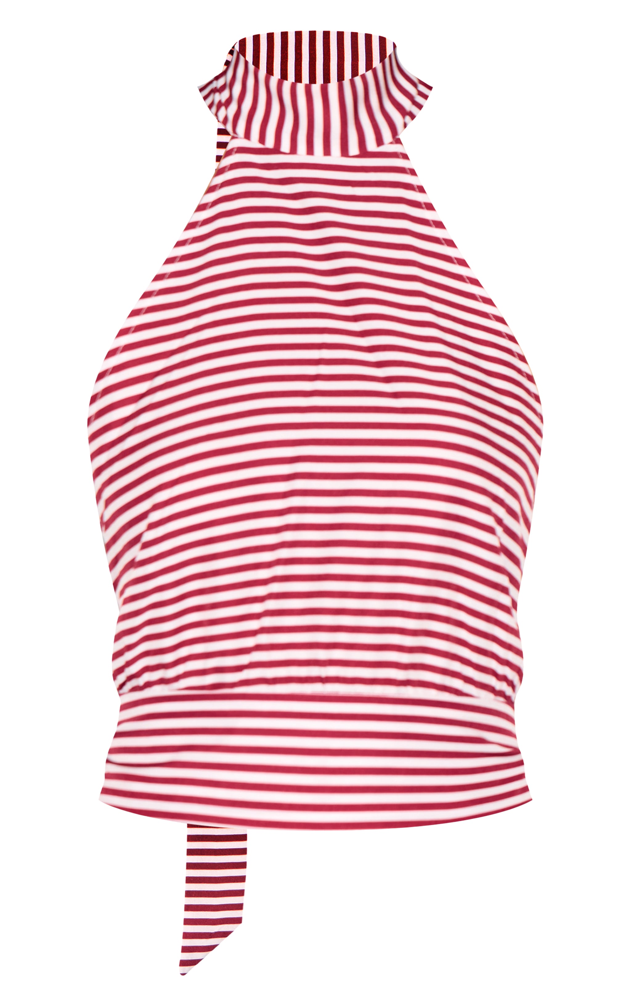 Red Striped Backless Halterneck Top image 5