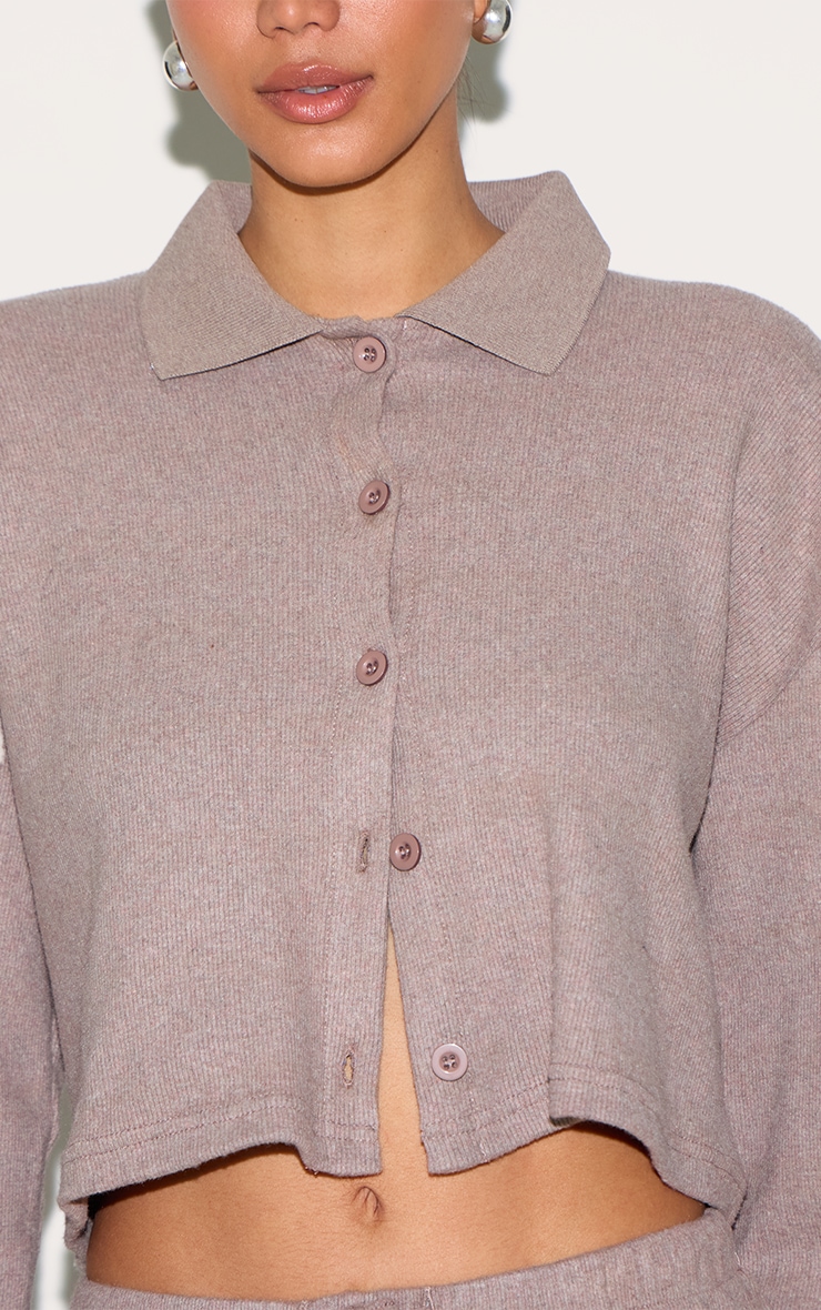 Mushroom Brushed Rib Button Up Shirt image 4