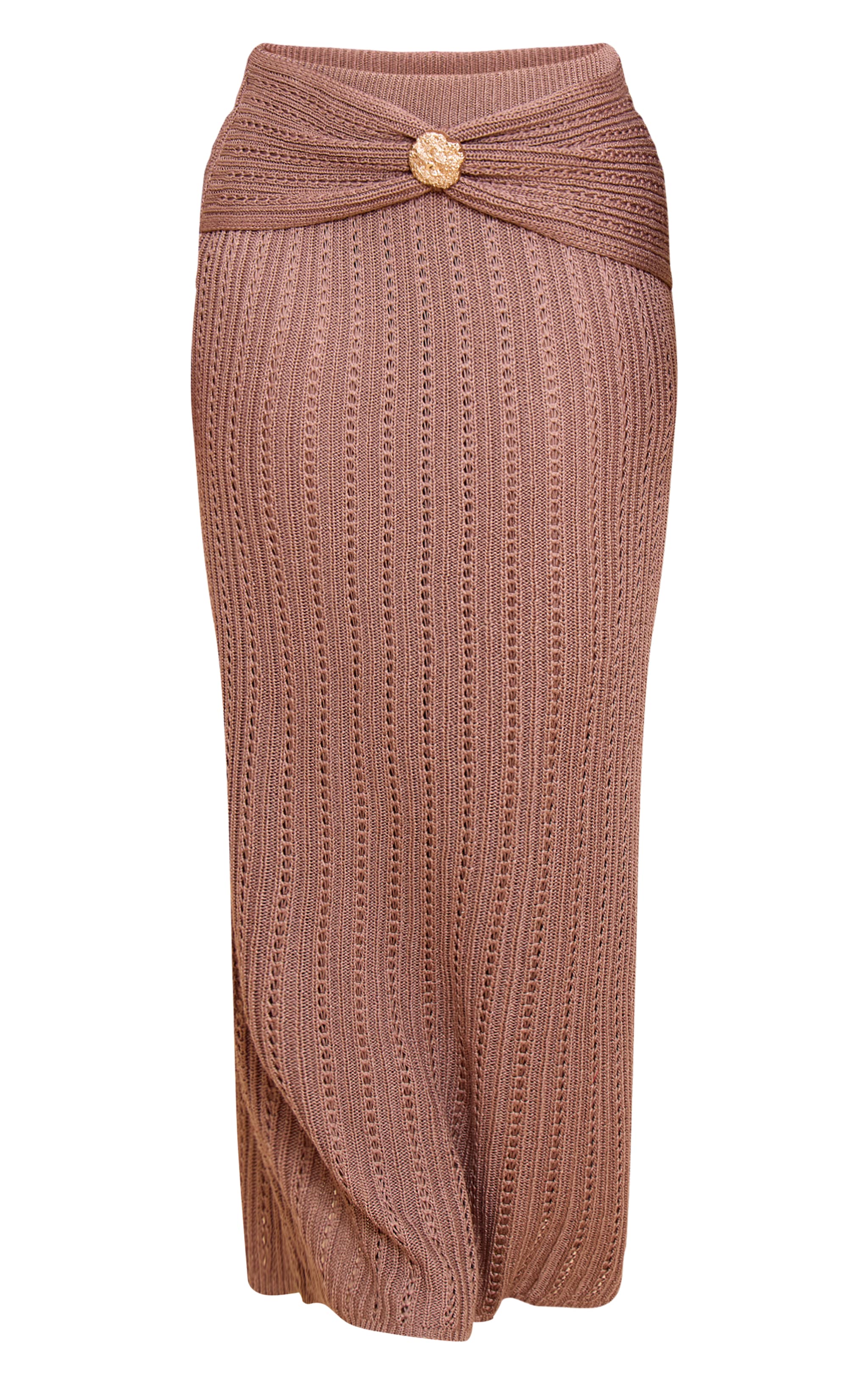 Shape Mocha Crochet Gold Hammered Trim Maxi Skirt image 5
