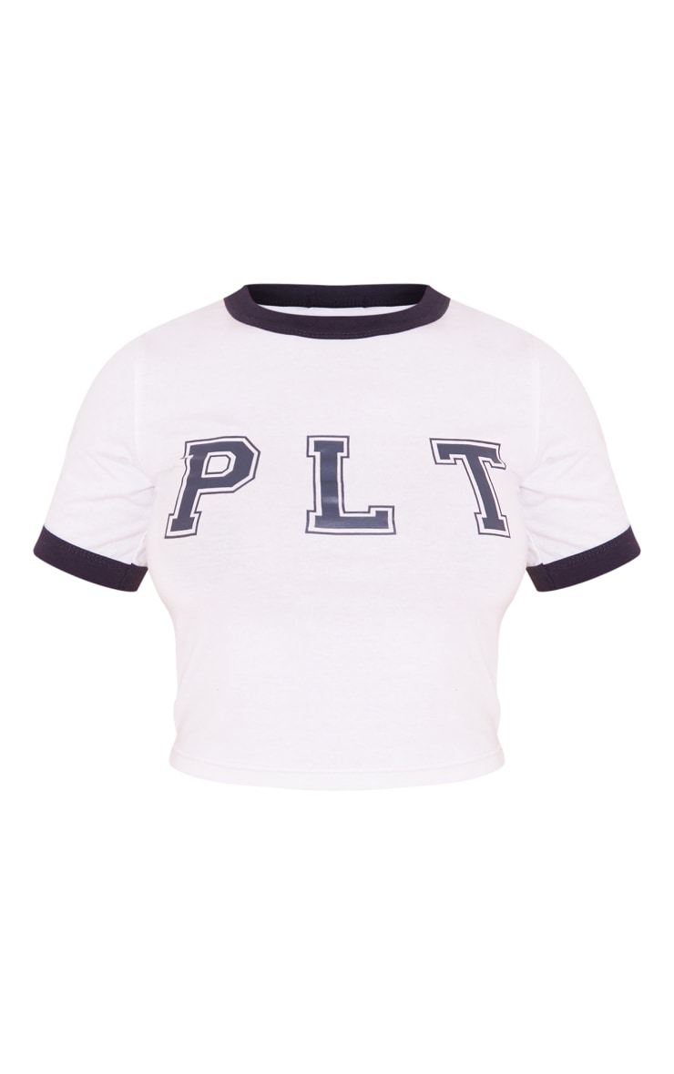 PRETTYLITTLETHING White Contrast Seam Short Sleeve Top image 5