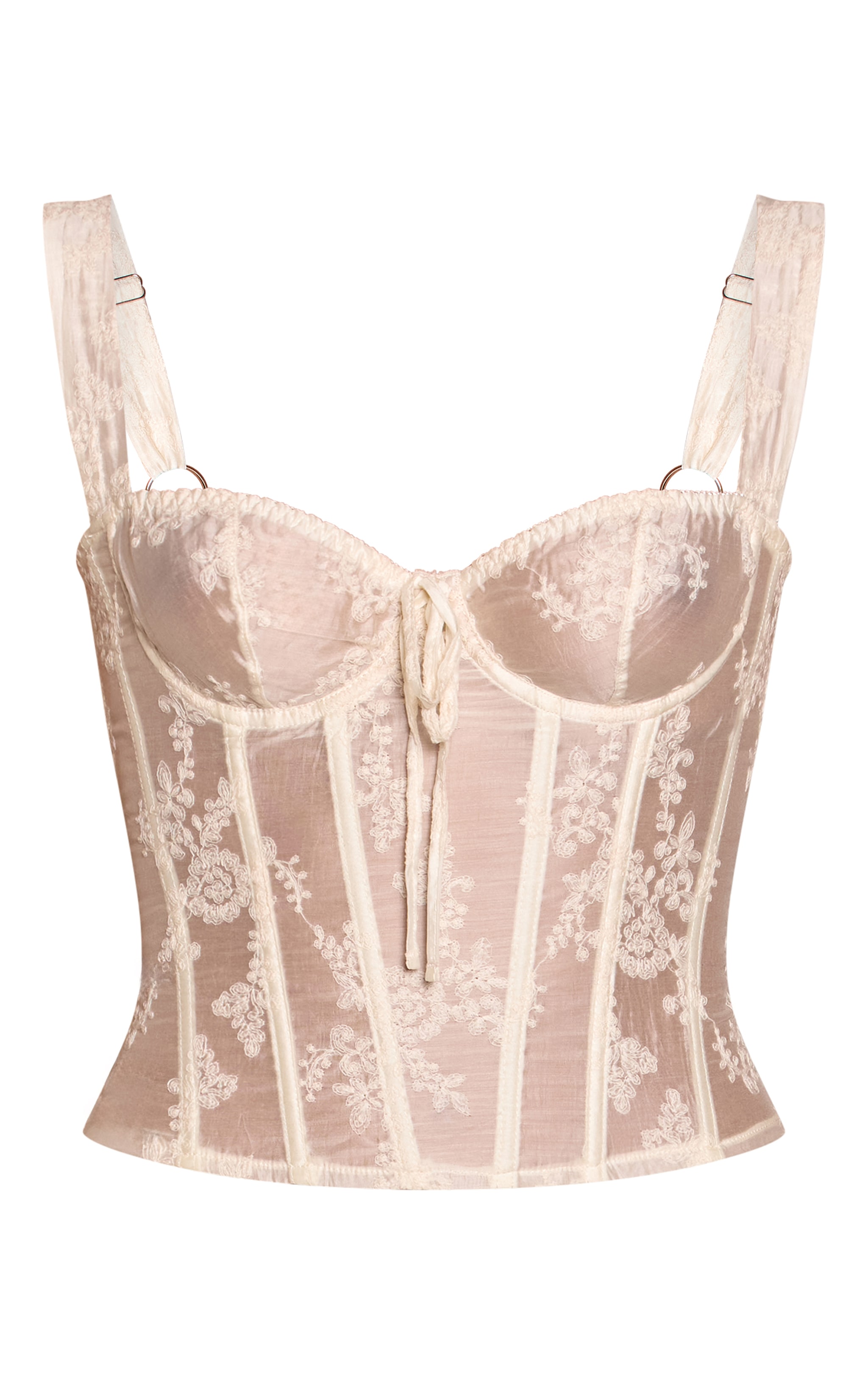 Cream Sheer Floral Corset image 5