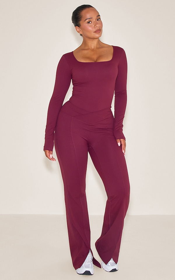 Shape Wine Sculpt Active V Waist Split Front Flare Pants