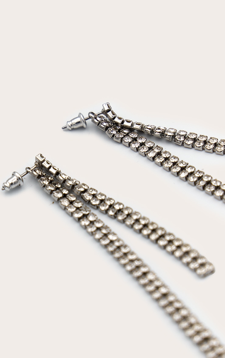 Boucles d'oreilles XXL fines argentées à strass image 2