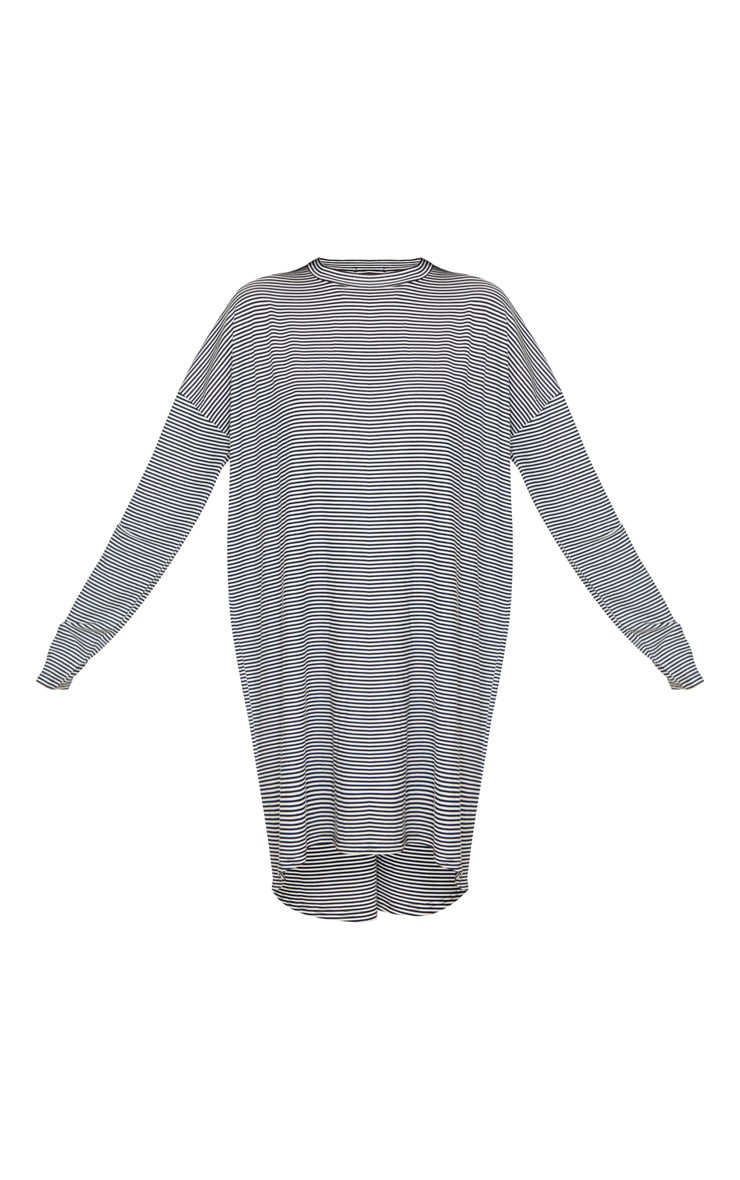 Black Stripe Long Sleeve Boyfriend T Shirt Dress PrettyLittleThing USA