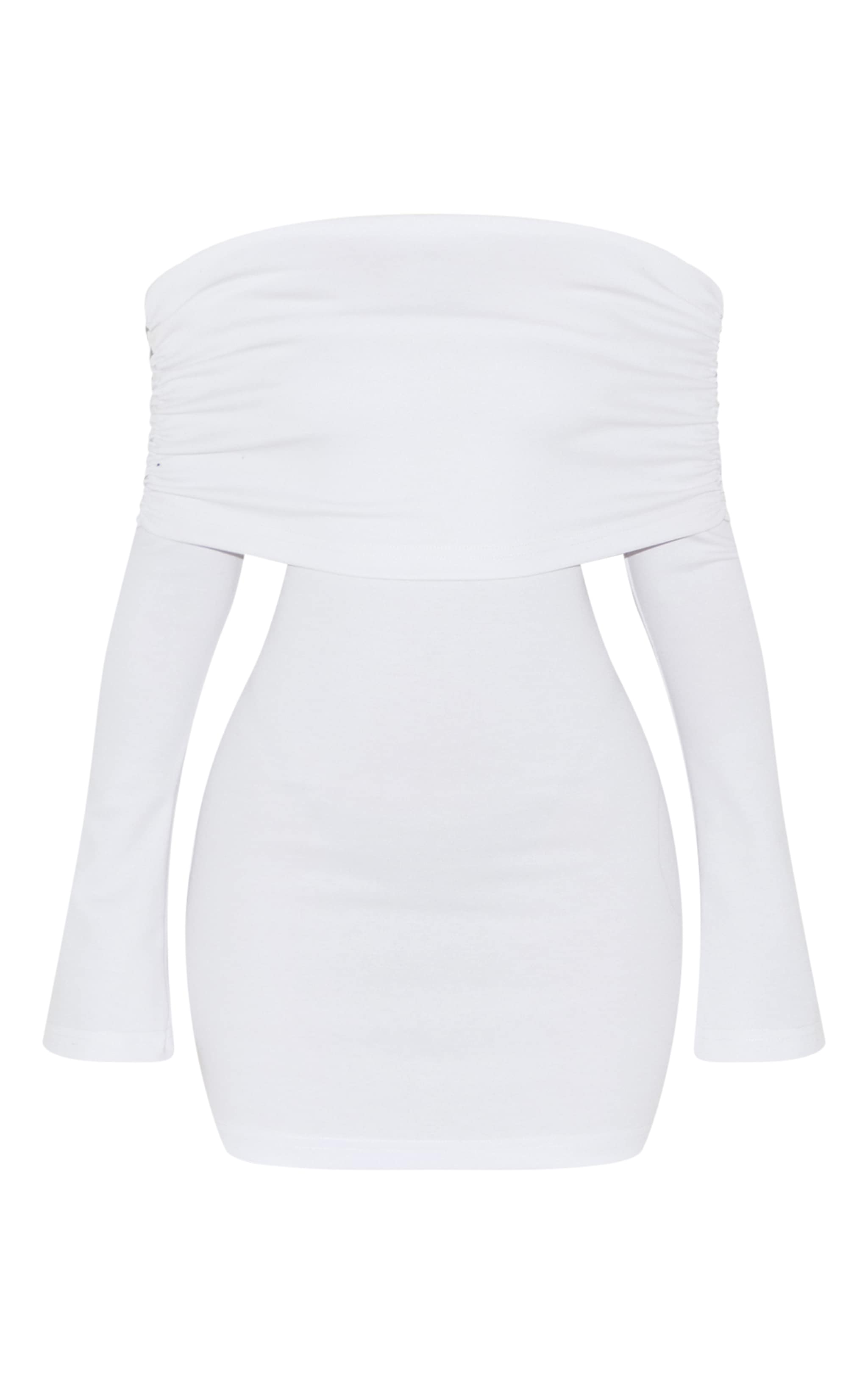 Petite Mini robe bustier blanche à col replié et manches longues image 5