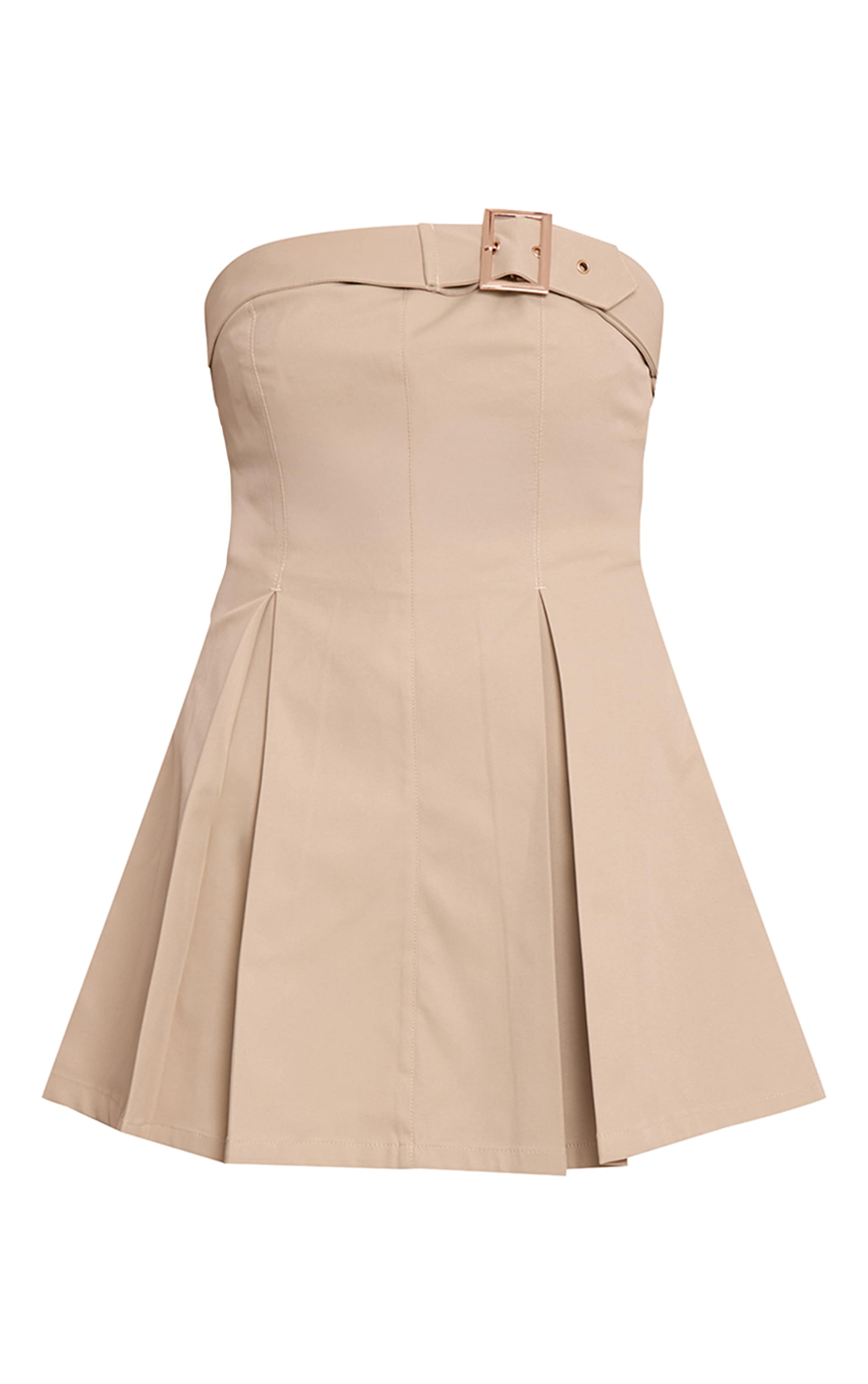 Stone Belted Bandeau Pleated Shift Dress image 5