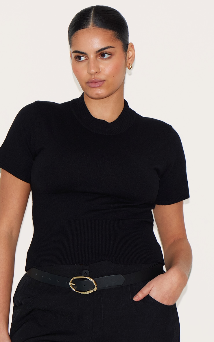Plus T-shirt basique en maille tricot noire image 4