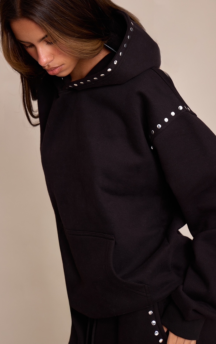 Petite Black Stud Detail Hoodie image 4