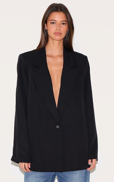 Black Oversized Drapey Button Detail Blazer