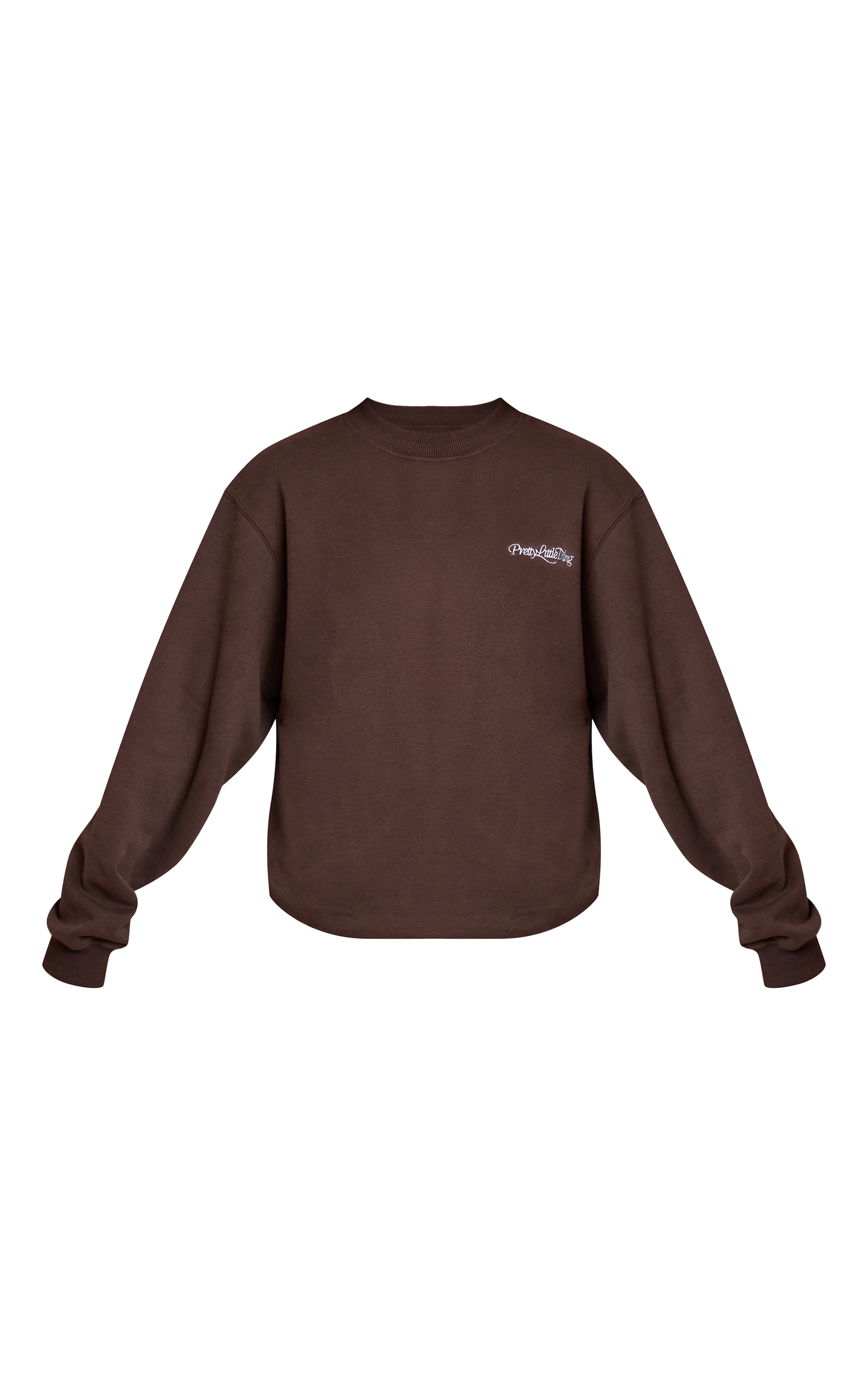 Prettylittlething Espresso Cotton Fleece Oversized Crew Sweatshirt image 5