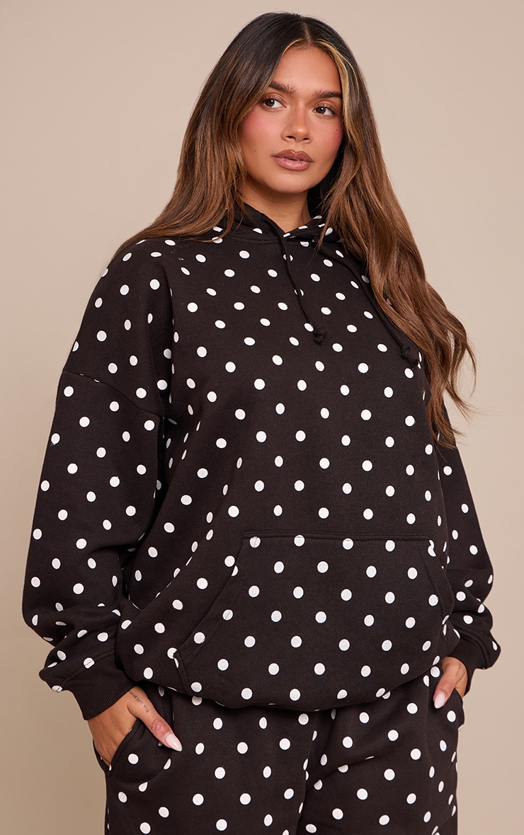 Shape Black Polka Dot Oversized Hoodie image 1