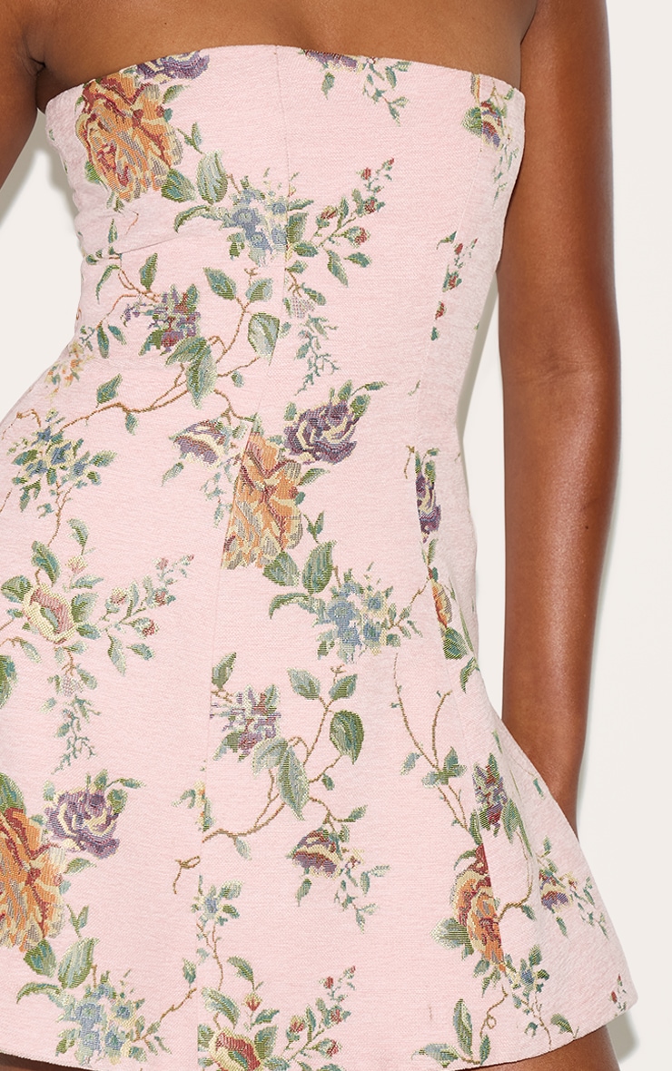 Pink Floral Bandeau A Line Shift Dress image 4