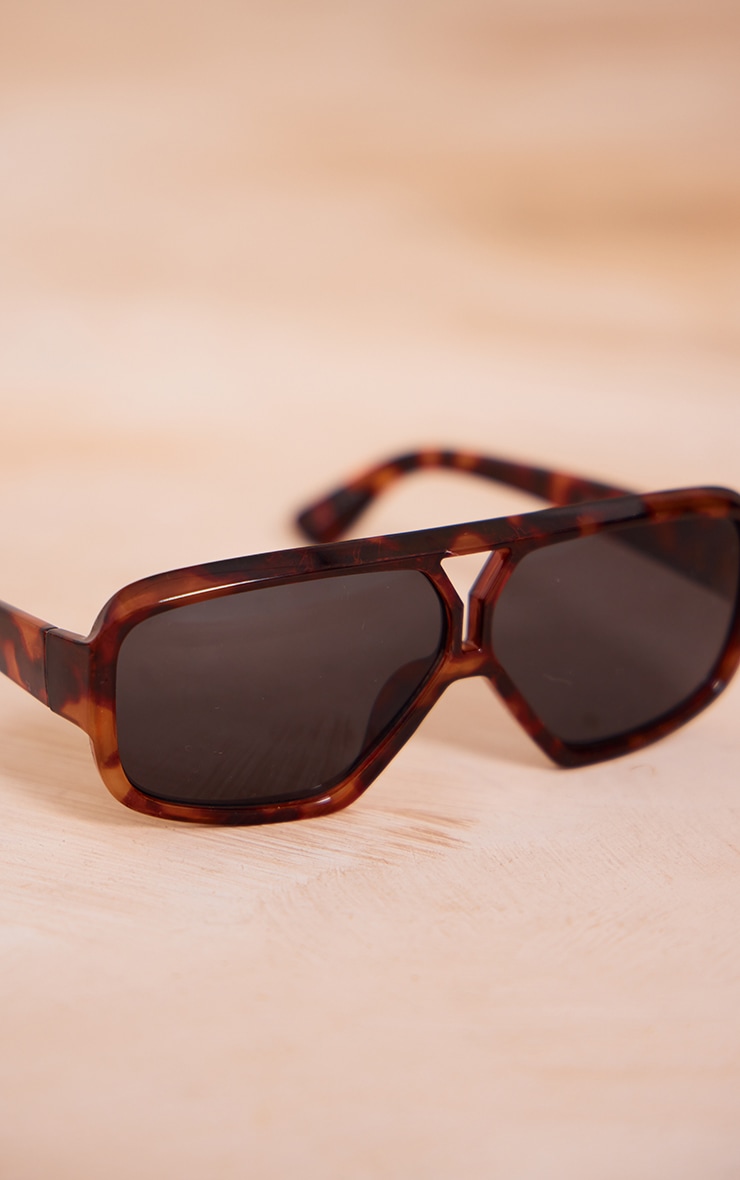 Tortoiseshell Slim Aviator Sunglasses image 3