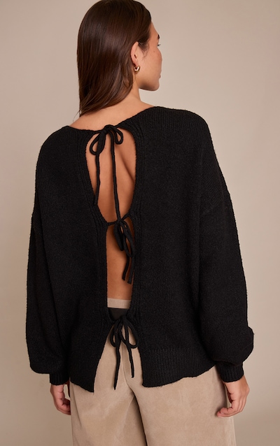 Black Tie Back Oversized Cardigan