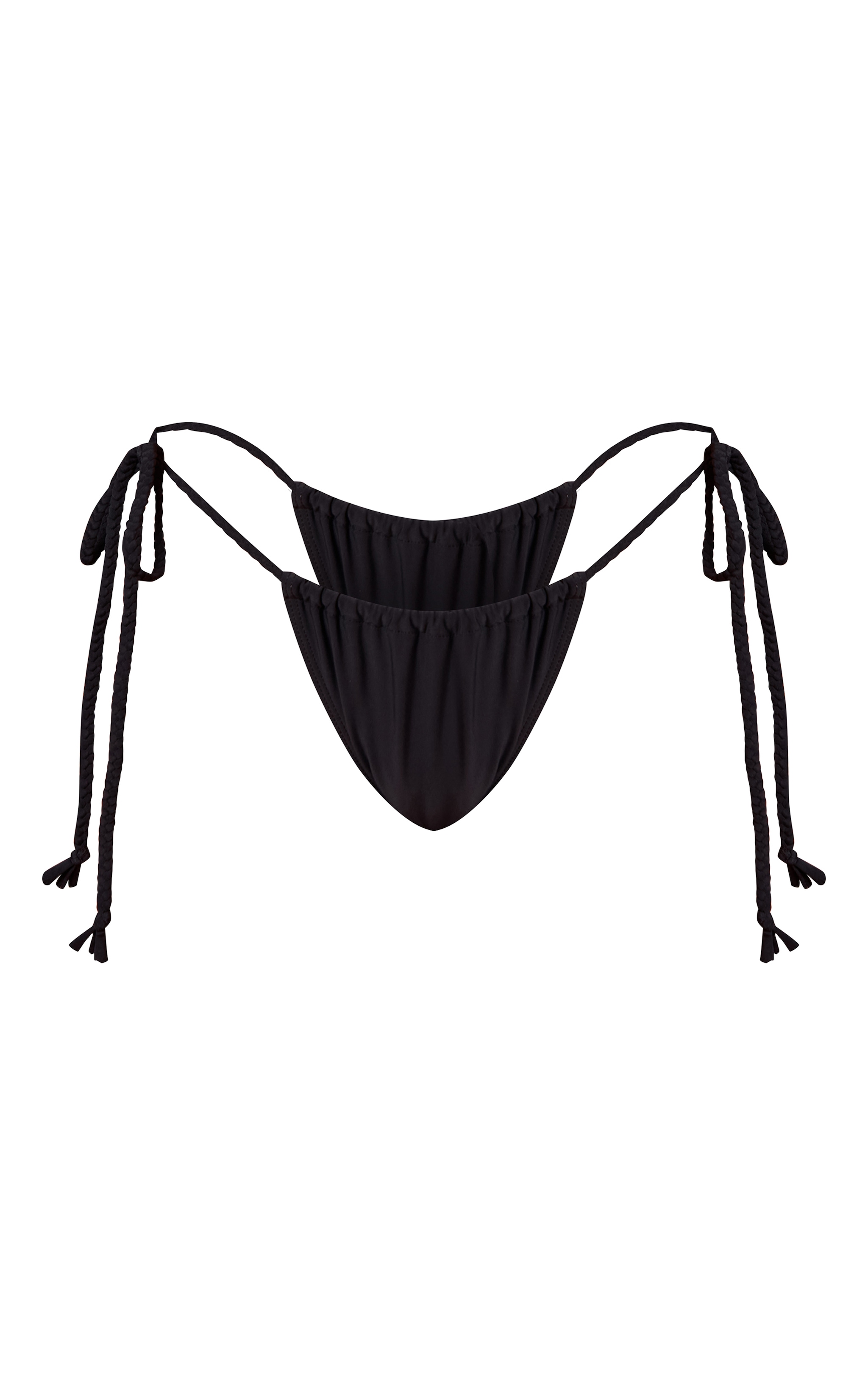 Bas de maillot de bain tanga string noir à brides tressées image 5