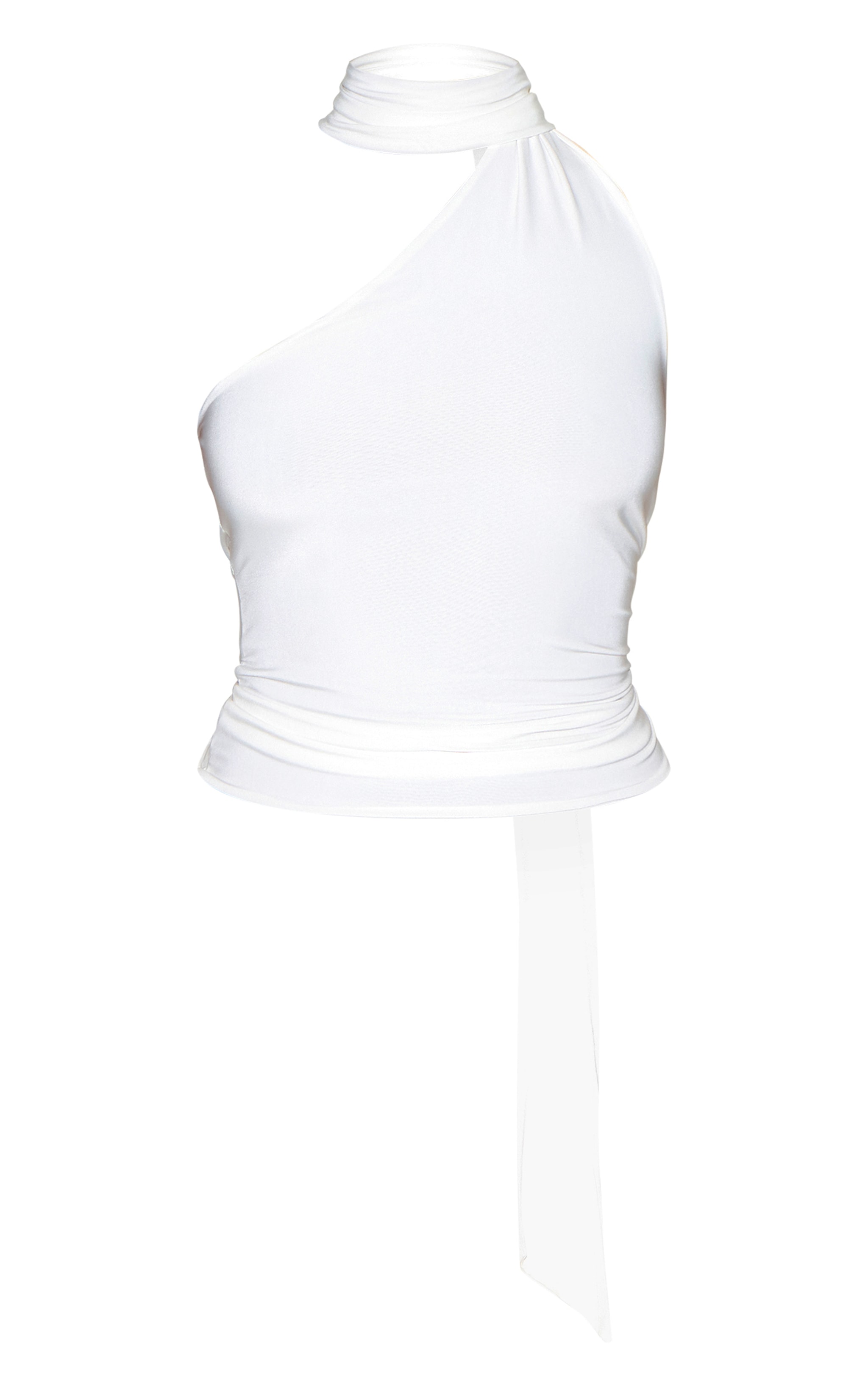 Cream Double Layer Scarf Detail Long Top image 5