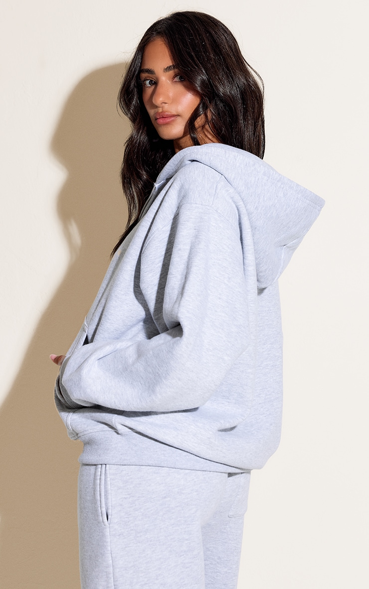Petite Ash Grey Zip Through Hoodie image 2