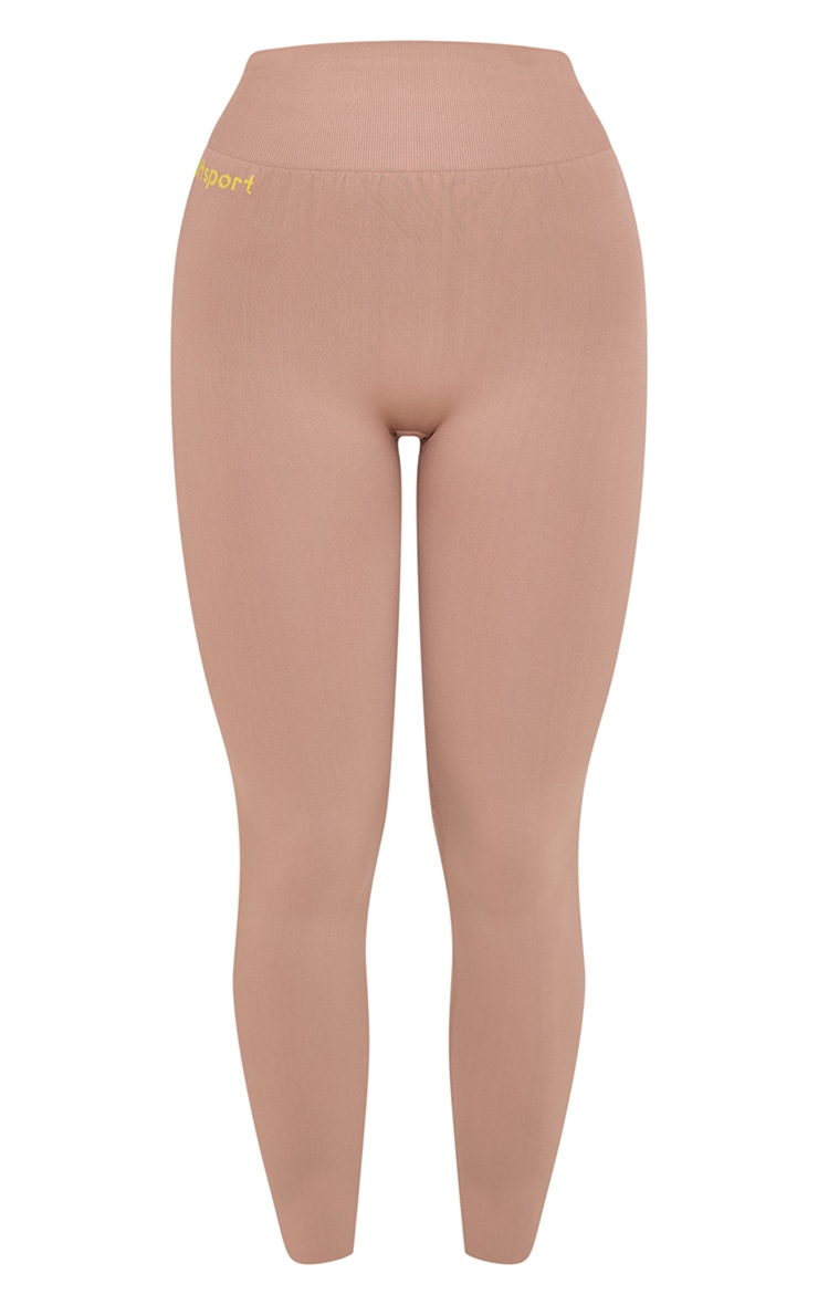 PLT Sport Legging taille haute café au lait clair sans coutures à slogan contrastant image 5