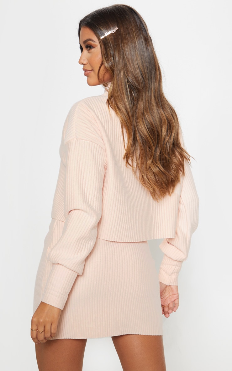 Blush Jumbo Rib High Neck Long Sleeve Sweatshirt image 2