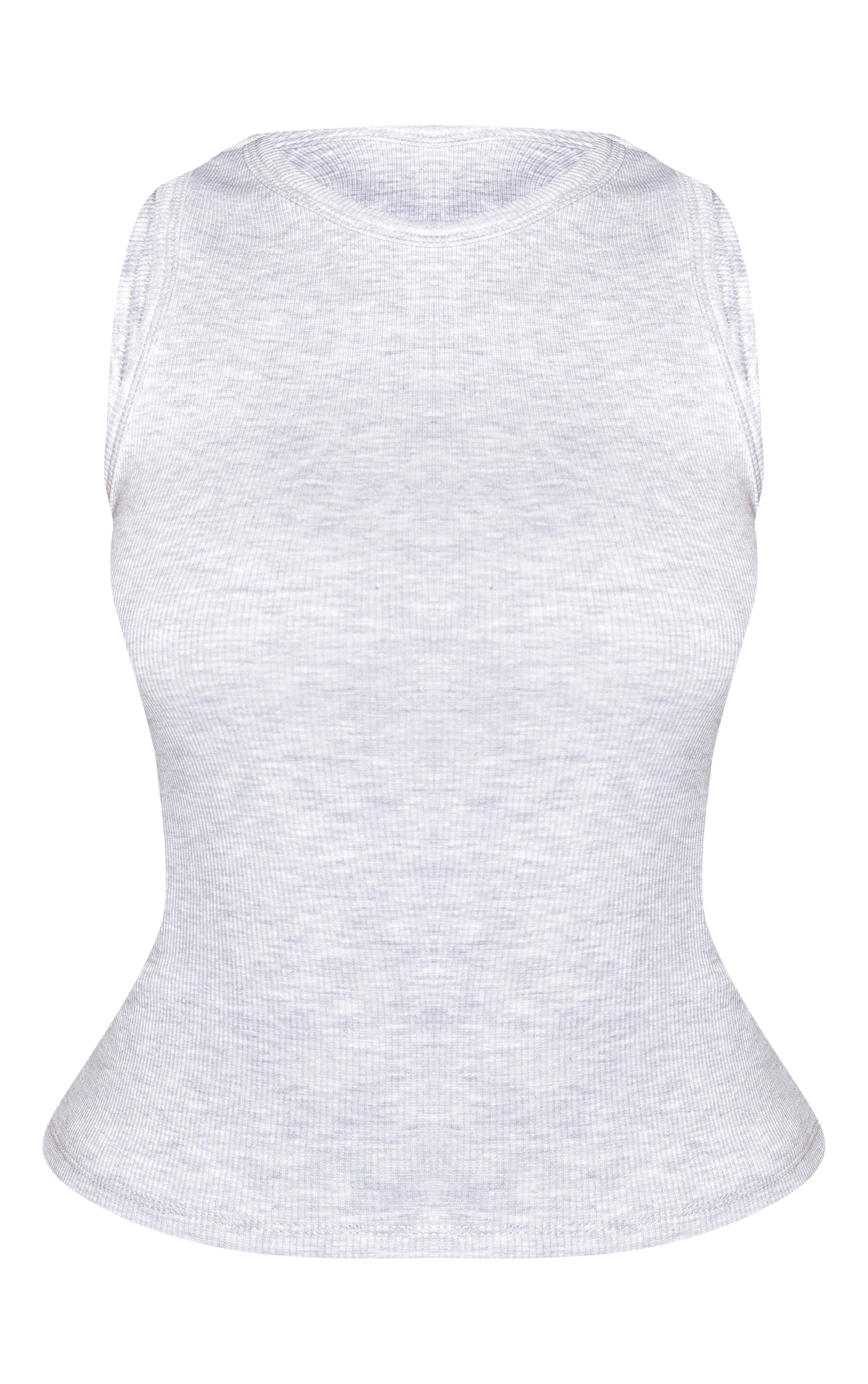 Petite Ash Grey Racer Style Fitted Vest Top image 5