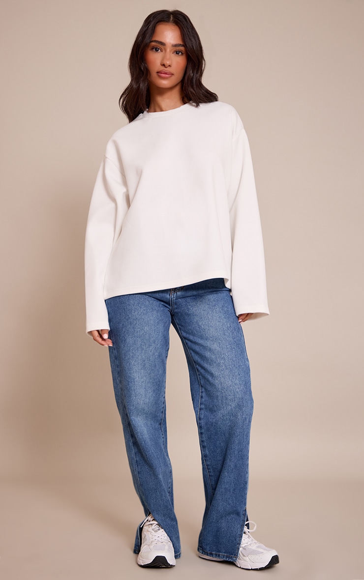 Petite White Modal Oversized Long Sleeved T-shirt image 3
